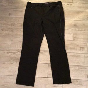 PROFESSIONAL BLACK DRESS PANTS LEATHER DETAIL